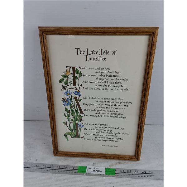 Framed The Lake Isle of Innisfree Picture 18" x 13"