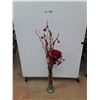 Image 1 : *Artificial Flowers & Floor Glass Vase 23", PICKUP ONLY