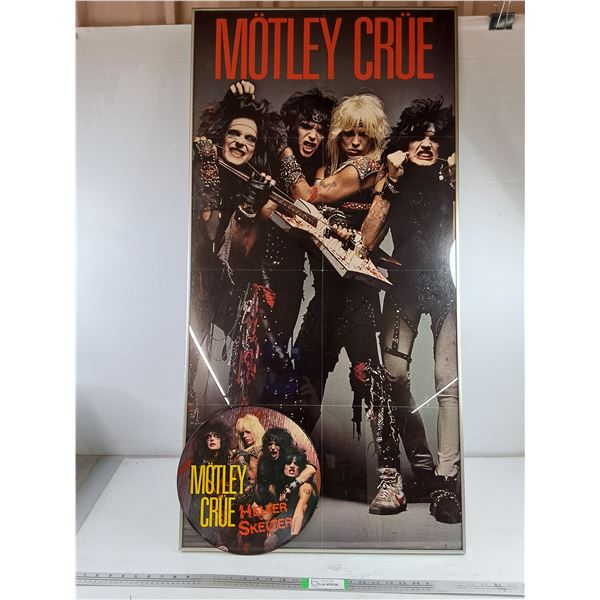 *Vintage Framed Motley Crue Promo Poster with 1984 12 Inch Vinyl Picture Disc LP "Helter Skelter" by