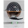 Image 1 : Quickool Check Patterned 3/4 Open-Face Motorcycle Helmet with Dual Visor System-May be Size L/XL