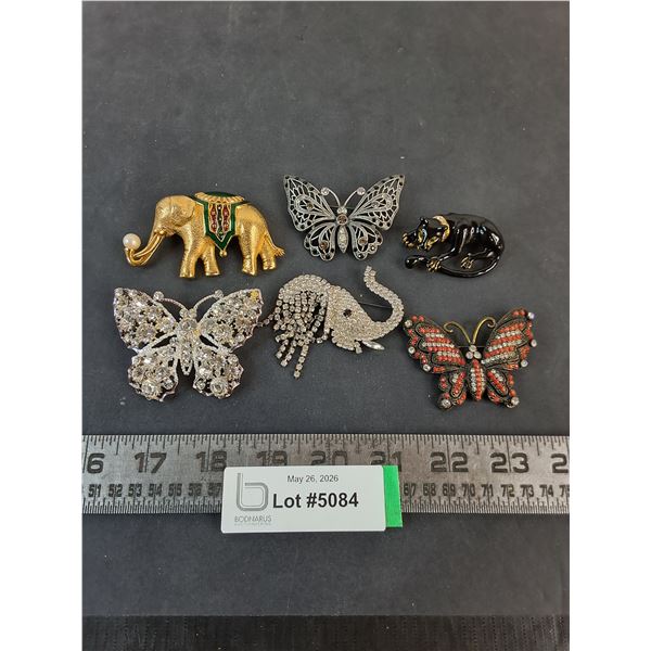 (6) Costume Jewelry Brooches