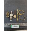 Image 1 : (4) Assorted Wrist Watches & Costume Jewelry Cuff Bracelets
