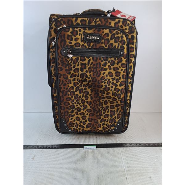Kathy "Van Zeeland" Rolling Cheetah Print Suitcase 16x10x26" - Pickup Preferred