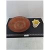Image 1 : Ribbed Amber Glass Decorative Bowl, Belleek China Vase from England