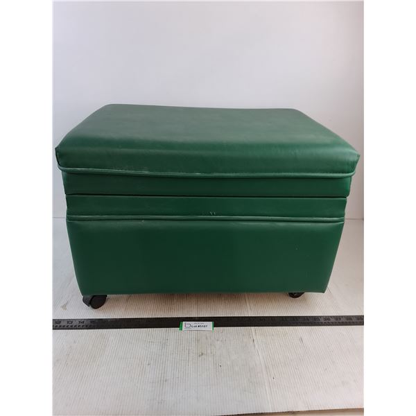 Faux Leather Rolling Ottoman w/ Storage - 23x17x16" - Pickup Only