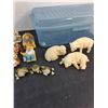 Image 4 : Assorted Ceramic & Resin Animal Ornaments, Plastic Tote