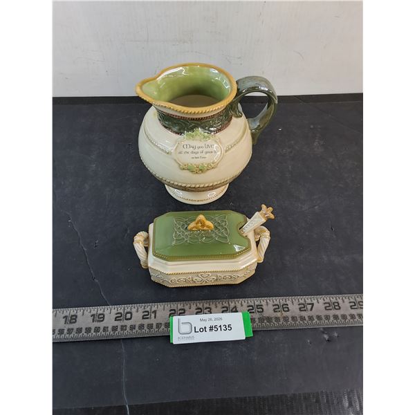 Irish Themed Pitcher & Jam Pot