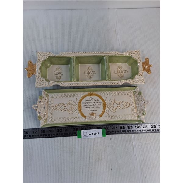 (2) Irish Themed Ceramic Serving Dishes