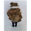 Image 3 : 19" Porcelain Doll w/Leopard Print Hat, Coat & Bag