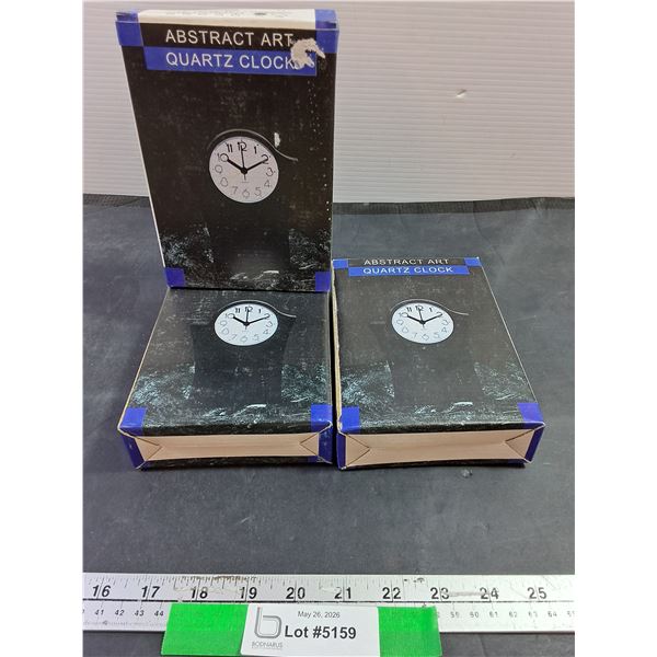 (3) Quartz Clock Abstract Needs Batteries