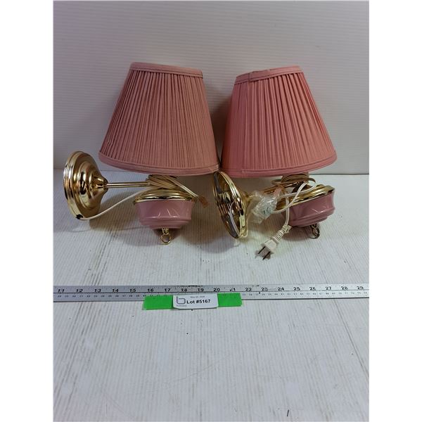 (2) Dusty Pink Wall Sconce Lamps - Tested