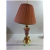 Image 1 : Table Lamp Dusty Rose Ceramic &  Metal w/ Fabric Shade 30"- Cannot Ship