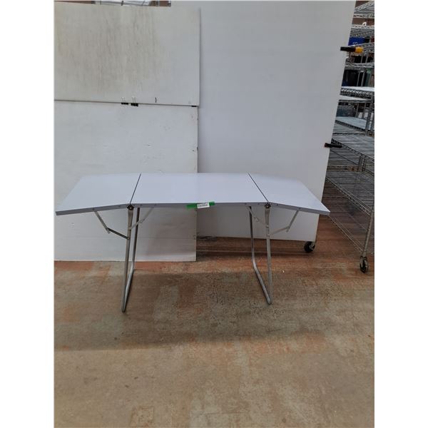 * Rousseau Metal Inc. Folding Metal Table, Approx.  24x30" closed 24x 60" open Excellent Condition