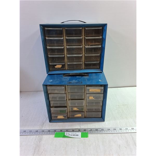 (2) Metal Compartment Storage Boxes  w/. Drawers Akon-Mills