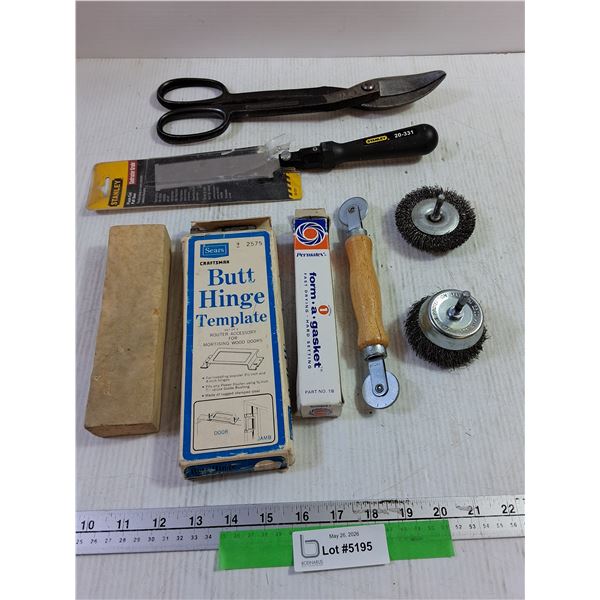 Tools Misc. Hinge Template, Pull Saw.