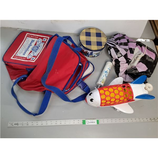 Inflatable Ball, Toy Plane, Budweiser Bag, Misc