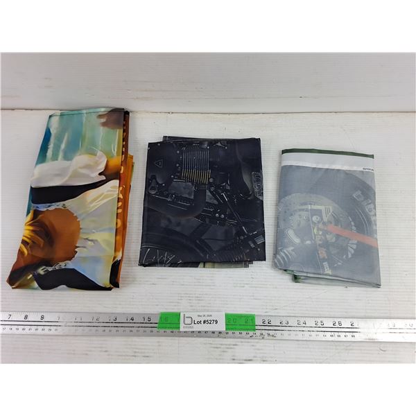 (3) Motorcycle Flags/Banners