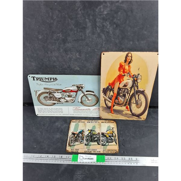 (3) Motorcycle Wall Metal Signs