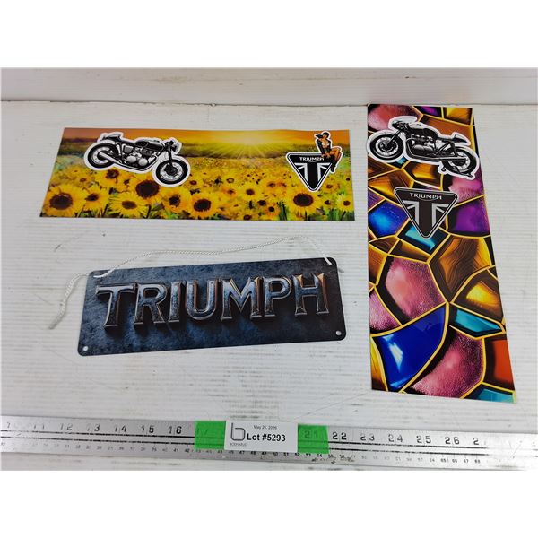 Triumph Sign & (2) Motorcycle Magnets