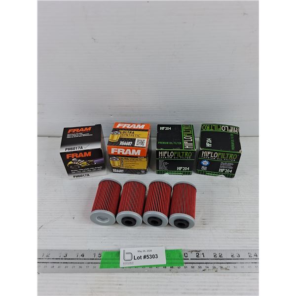 Assorted Motorcycle Oil Filters - Fram, HifloFiltro, Misc