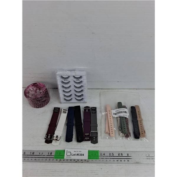 Assorted Watch Bracelets, Faux Eyelashes, Toy