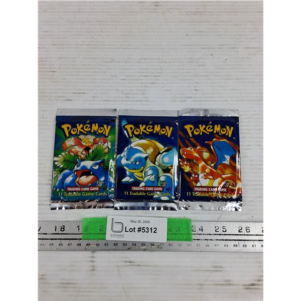 (3) Packs of 11 Pokemon Trading Cards - Sealed