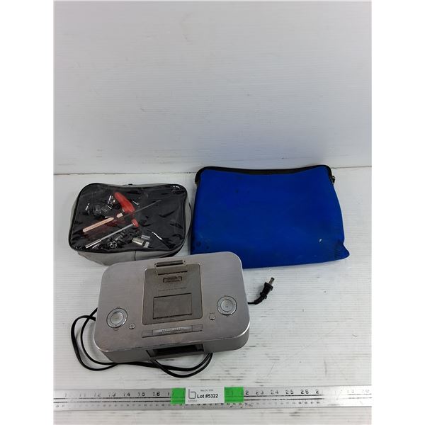 Assorted Sockets, Screwdriver, Docking System for iPod/IPhone/iPad - Powers On, As Is, Bag