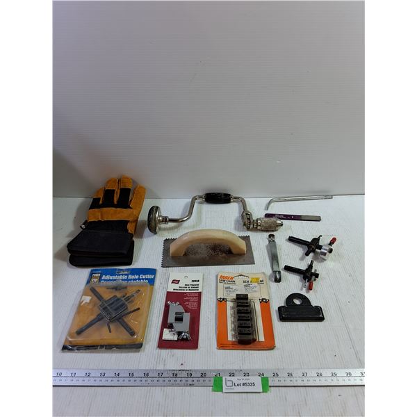 Hole Cutters, Large Gloves, Trowel, Speed Wrench, Nose Pinchers, Misc.