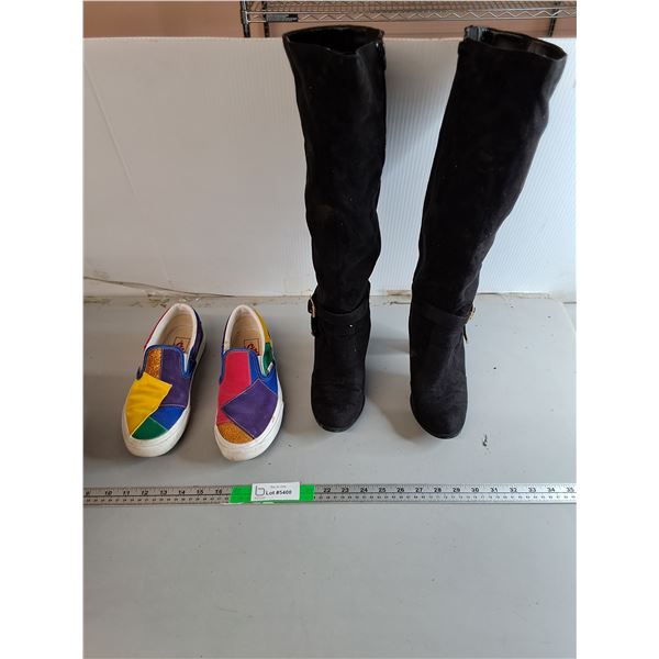 Knee High Boots-8, Unbranded & Vans- Women's 8.5/ Men's 7