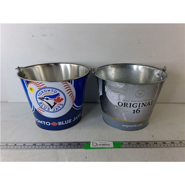 Original 16 & Toronto Blue Jays Metal Ice Buckets 7"
