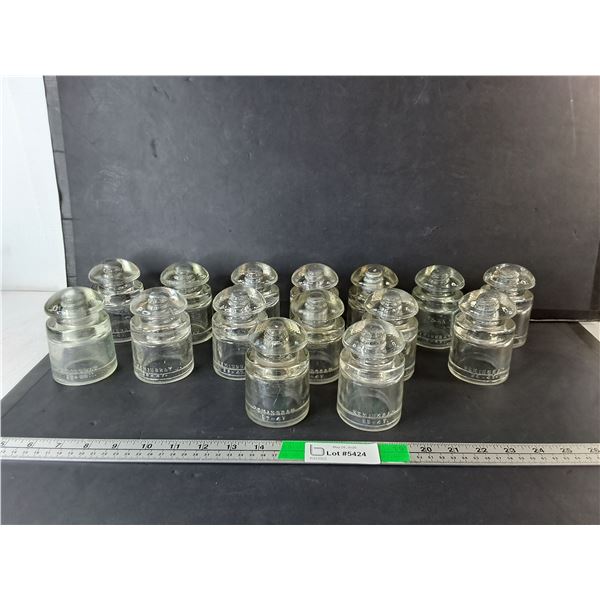 (15) Clear Glass Hemingray Insulators- Three Chipped