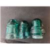 Image 3 : (12) Blue Glass Insulators- Hemingray & Brookfield. Multiple Cracked