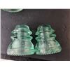 Image 3 : (7) Green Dominion Glass Insulators- Multiple Cracked