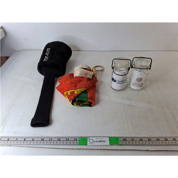 Top Flite Golf Club Headcover, Glass Jars with Clamp Lids 5.5", Sask. Diamond Jubilee Flag 27.5" x17