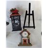 Image 2 : Mostly Christmas Lot- Reindeer Figurines, Artificial Candle Lantern 12", Fire House Clock, Misc. Pic