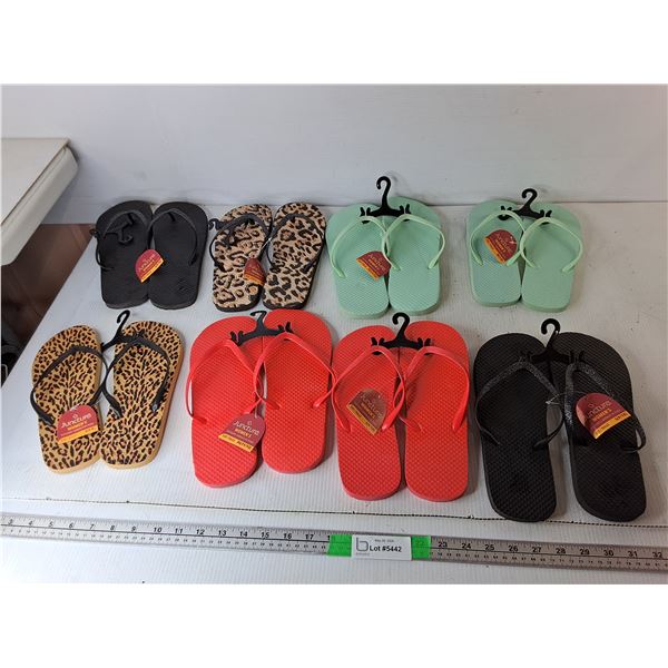 (8) Pairs of Women's Flip Flops- Up to Size 11/12, Appear New