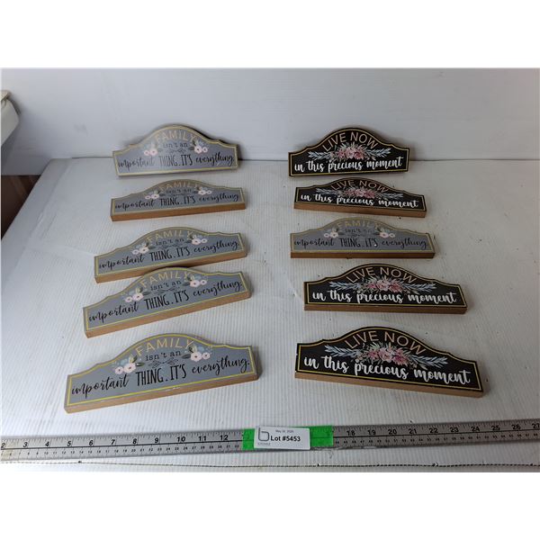 (10) MDF Family & Live Now Home Decor Signs 9.25" x 3.5"