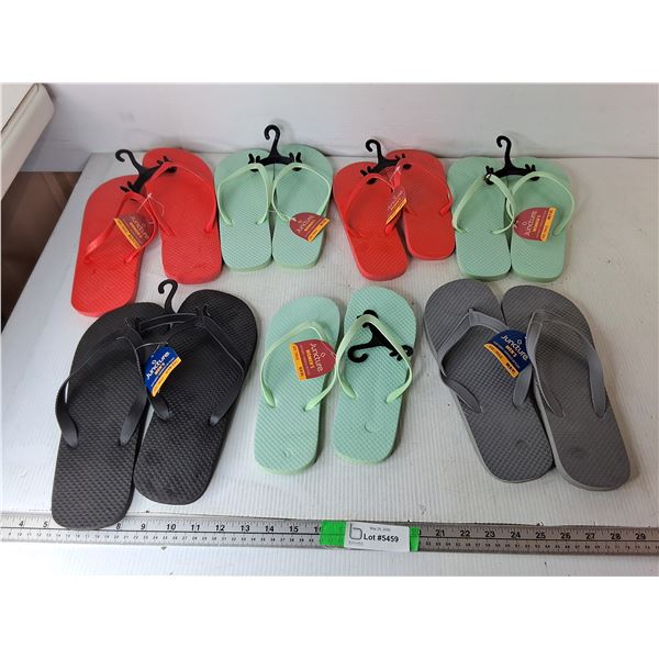 (7) Pairs of Women & Men's Flip Flops, Up to Size 10/11