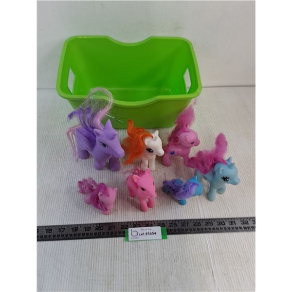 (7) "My Little Pony" Dolls, Plastic Tote