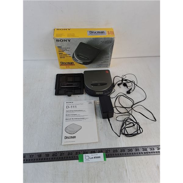 Sony D111 Discman - No Power Detected, As is