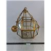 Image 1 : Metal Framed Glass Light Fixture - Untested - 21" High + Chain - Pickup Only