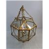 Image 2 : Metal Framed Glass Light Fixture - Untested - 21" High + Chain - Pickup Only
