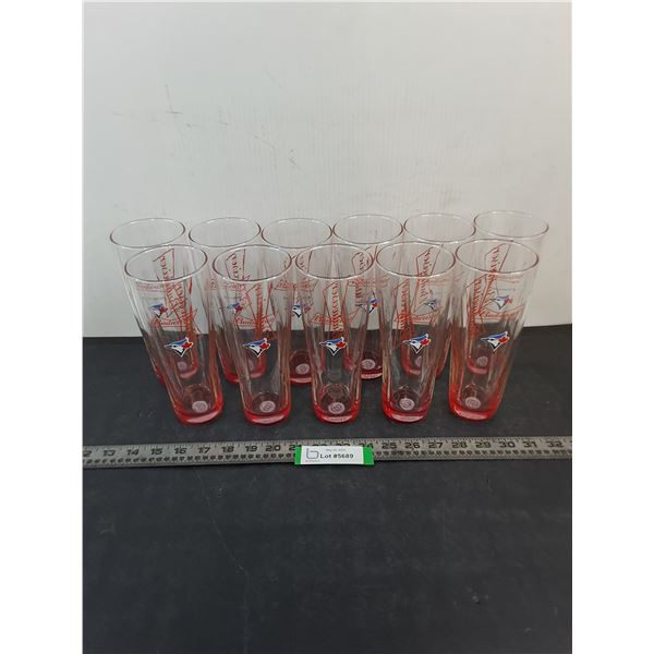 (11) Budweiser "Toronto Blue Jays" Beer Glasses