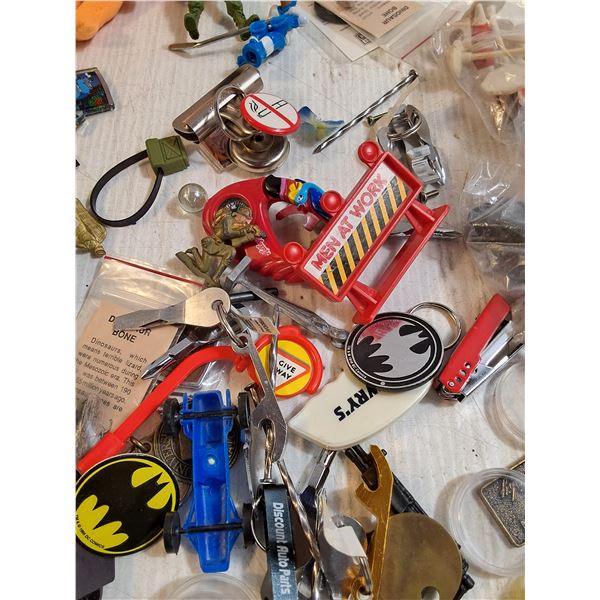 Misc items, Toy Cars, Belt Buckle, Keychains