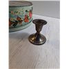 Image 8 : (3) Vintage Tins all empty, Silver Plated  Candlestick