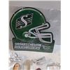Image 2 : Saskatchewan Roughriders Metal Sign, Corby's Distilleries Ltd Bobble-head Players