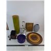 Image 1 : Vases, Brass "Mother" Plaque, Wooden Platter, GE Fan - Tested, Spice Turnstile, Tin