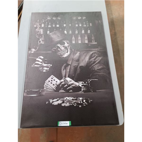 * Canvas Wall Poster of Smoking Skeleton - 3' x 2' - Cannot Ship