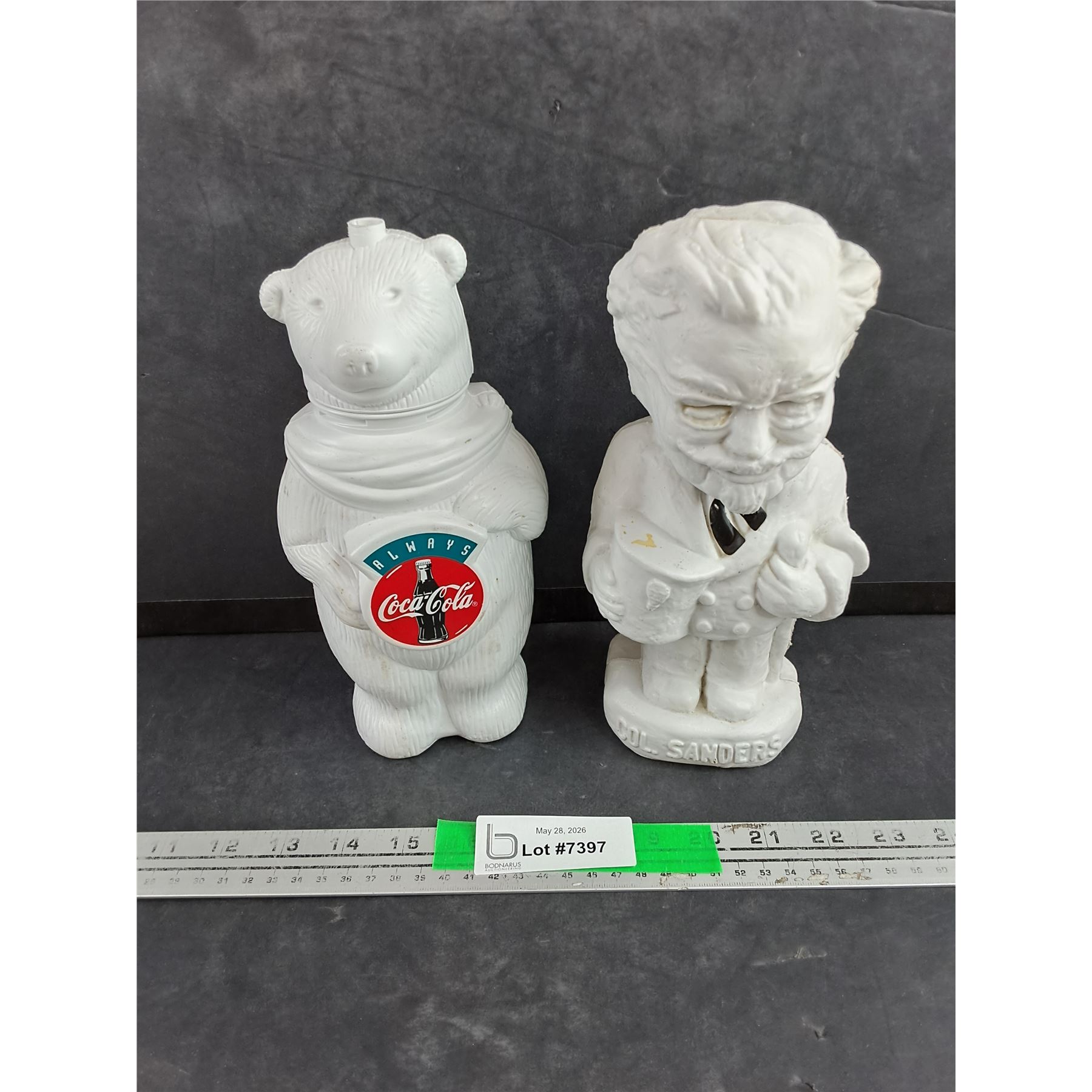 Colonel Sanders Coin Bank & Plastic Coca Cola Bear - Bodnarus Auctioneering
