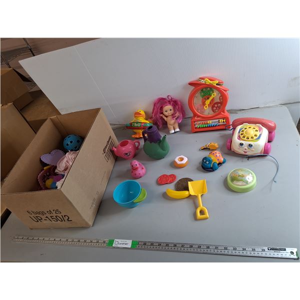 Children's Toy Lot- Fisher Price Phone, Clock, Play Foods, Misc.